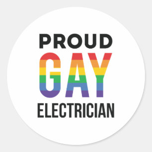 Sticker Rond Fier Gay Electrician LGBTQ Pride Mois