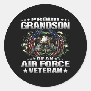 Sticker Rond Fier Grand-Fils D'Un Ve Militaire Vétéran De La Fo