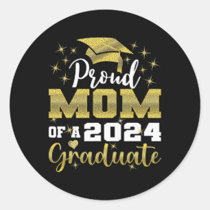 Sticker Rond Fier Maman De 2024 Diplômé Awesome Family College