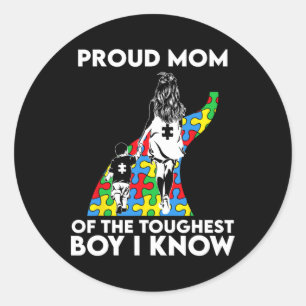 Sticker Rond Fier Maman Du Garçon Le Plus Dur Que Je Connais Au