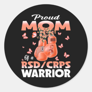 Sticker Rond Fier Maman D'Un Rsd Crps Warrior Awareness Boxe G