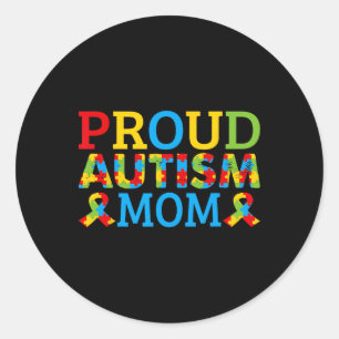 Sticker Rond Fier Maman Porte Des Pièces De Puzzle Colorées Pou