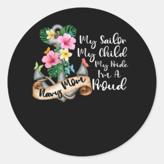 Sticker Rond Fier Marine Mère pour les mamans des marins Fier-M