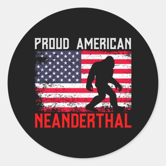 Sticker Rond Fier Nandertal américain | États-Unis Drapeau & Bi (Devant)