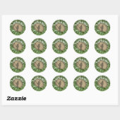 Sticker Rond Fier Oiseau Nerd Silhouette Brown Oiseau vert (Feuille)