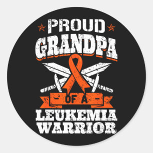 Sticker Rond Fier orgueilleux d'un Abuelo guerrier de la leucém