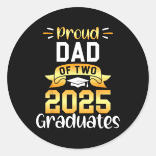 Sticker Rond Fier Papa De Deux 2025 Diplômés Twin Family Match