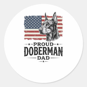 Sticker Rond Fier papa Doberman Drapeau vintage vecteur de conc