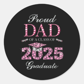 Sticker Rond Fier Papa D'Un Cl De 2025 Diplômé