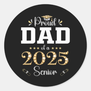 Sticker Rond Fier Papa D'Un Diplôme Supérieur De 2025