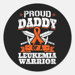 Sticker Rond Fier Papa D'Une Leucémie Guerrier Papa Sensibilisa