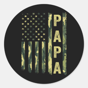 Sticker Rond Fier Papa Funny Fête des pères Papa Amérique Drape