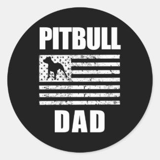 Sticker Rond Fier Pitbull Papa Américain Bully