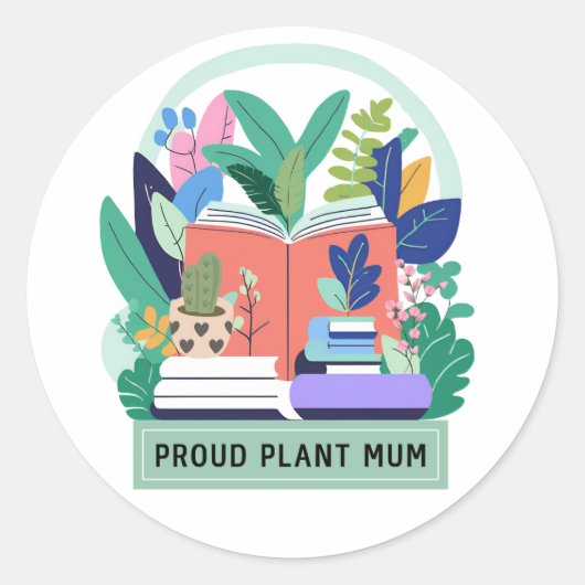 Sticker Rond Fier Plante maman (Devant)