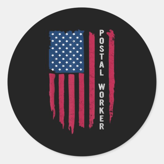 Sticker Rond Fier Postal Worker Postmaster Us Post Service Mem (Devant)