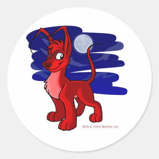 Sticker Rond Fier rouge Gelert par lune (Devant)