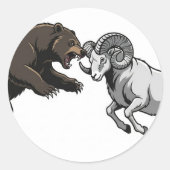 Sticker Rond Fierce bear and ram locking horns (Devant)