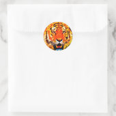 Sticker Rond Fierce Bright Orange Tiger Sibérien (Sac)