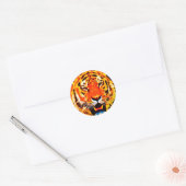 Sticker Rond Fierce Bright Orange Tiger Sibérien (Enveloppe)