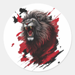 Sticker Rond Fierce, le lion noir