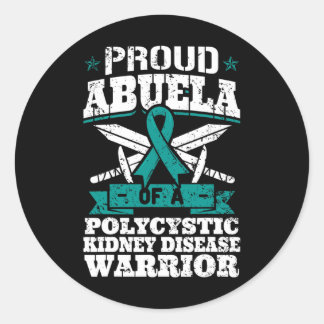 Sticker Rond Fière Abuela D'Un Guerrier Polykystique De Maladie
