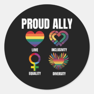 Sticker Rond Fière Ally Fierté Amour Inclusivité Égalité Divers