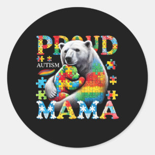 Sticker Rond Fière autisme Mama Ours Amour Sensibilisation sur