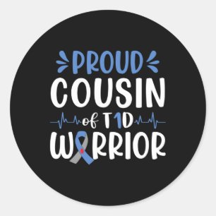 Sticker Rond Fière Cousin Du T1D Guerrier Sensibilisation au di