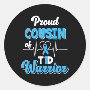 Sticker Rond Fière Cousine D'Un Guerrier T1D Diabète Diabétique