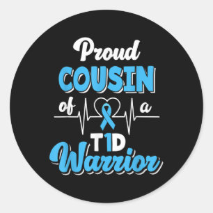 Sticker Rond Fière Cousine D'Un T1D Guerrier Diabétique Diabète