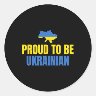 Sticker Rond Fière de porter un t-shirt ukrainien Drapeau de l'