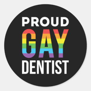 Sticker Rond Fière Dentiste gay LBGTQ Rainbow Dentistrie