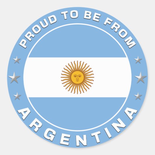 Sticker Rond Fière D'Être De L'Argentine (Devant)