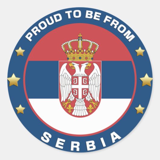 Sticker Rond Fière D'Être De Serbie (Devant)