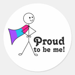 Sticker Rond Fière d'être moi Androgyne Pride super héros