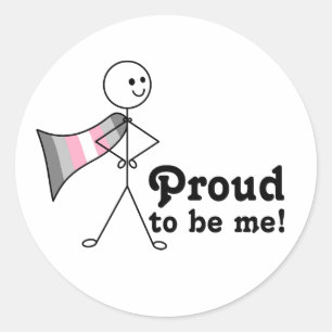 Sticker Rond Fière d'être moi Demigirl Pride super héros