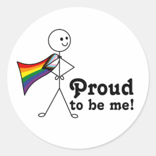 Sticker Rond Fière d'être moi LGBTQ+ Rainbow Quasar Progress Pr