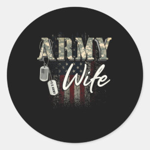 Sticker Rond Fière épouse de l'armée cadeau militaire vétéran a