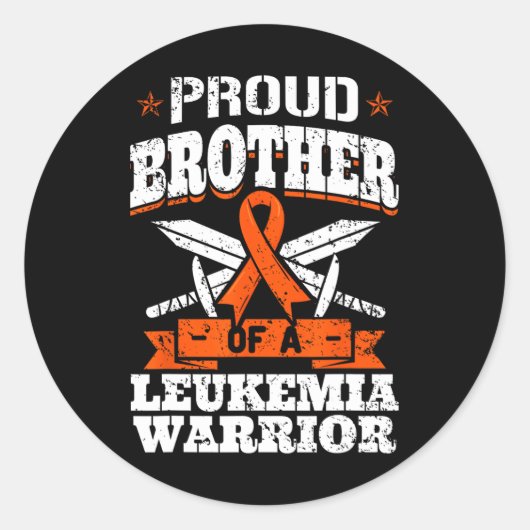 Sticker Rond Fière Frère D'Un Guerrier De Leucémie Bro Sensibil (Devant)