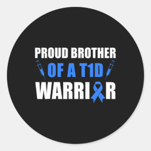 Sticker Rond Fière Frère D'Un Guerrier Du T1D Sensibilisation A