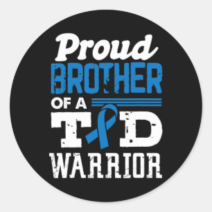Sticker Rond Fière Frère D'Un Guerrier Du T1D Sensibilisation A