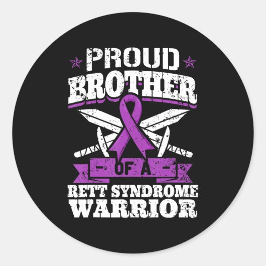 Sticker Rond Fière Frère D'Un Syndrome De Rett Guerrier RTT Con (Devant)