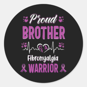 Sticker Rond Fière Frère Fibromyalgie Guerrier Sensibilisation 
