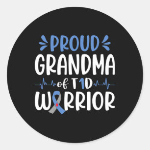 Sticker Rond Fière Grand-Mère Du Guerrier T1D Sensibilisation A