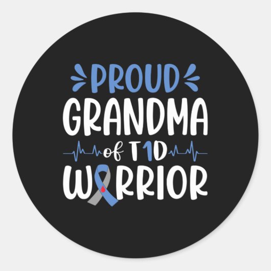 Sticker Rond Fière Grand-Mère Du Guerrier T1D Sensibilisation A (Devant)