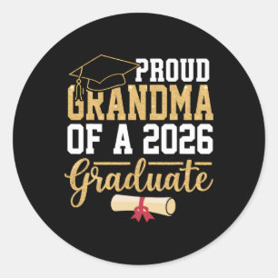 Sticker Rond Fière grand-mère d'un diplômé senior de 2026 Cl de