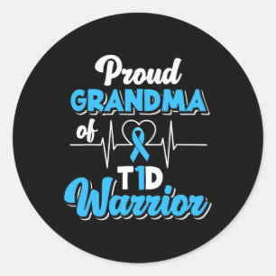 Sticker Rond Fière Grand-Mère D'Un Guerrier T1D Diabète Diabéti
