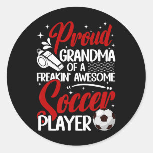 Sticker Rond Fière grand-mère d'un joueur de football Grand-mèr