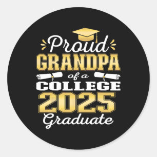 Sticker Rond Fière Grand-Père De 2025 Collège Famille Diplômée