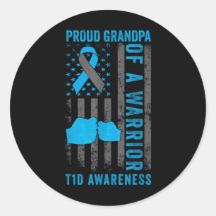 Sticker Rond Fière Grand-Père D'Un Guerrier T1D Type 1 Diabète